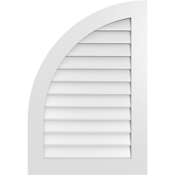 Ekena Millwork Quarter Round Top Left Surface Mount PVC Gable Vent w/ 3-1/2"W x 1"P Standard Frame, 26"W x 38"H GVPQL26X3801SN - main